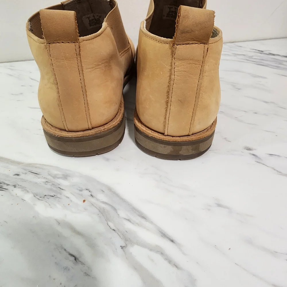 B Buffalino Mens 9 Leather   Boot‎ Beige Suede Cushioned Square Toe A7